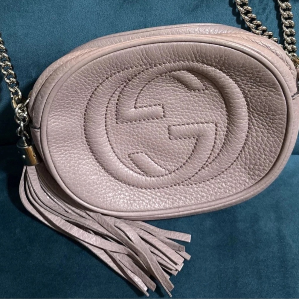 Gucci Round Mauve Leather Chain Crossbody Mini